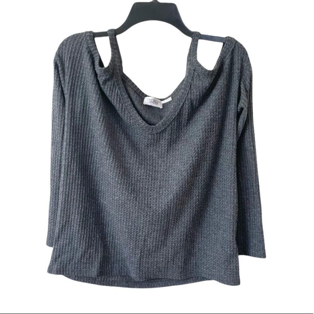 Urban Outfitters Out from Under waffle knit grey cold shoulder top